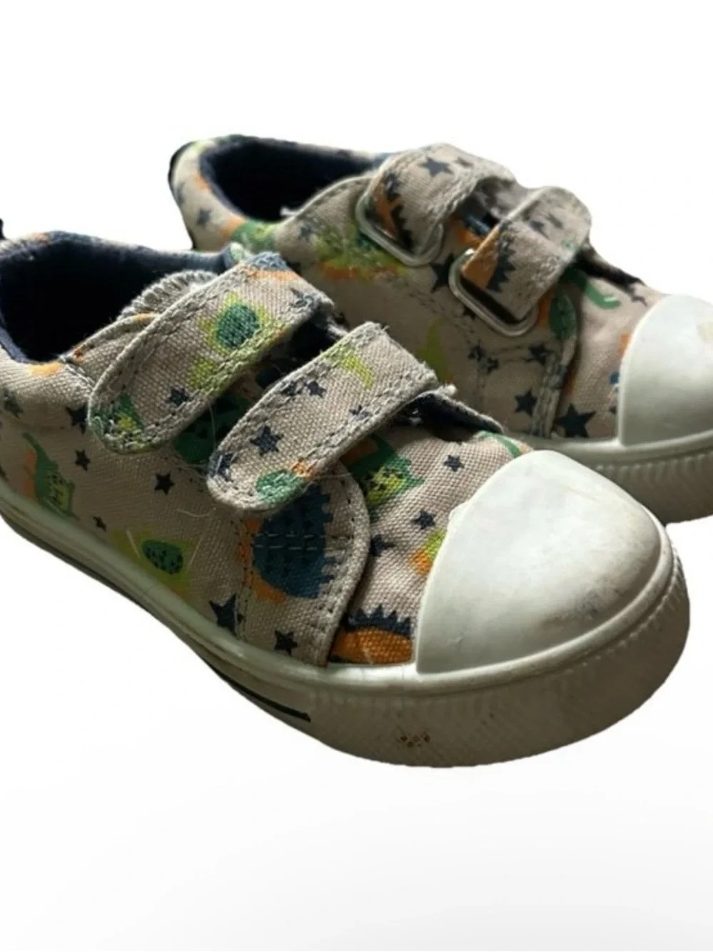 Toddler Boy Beige Sneakers With Dinosaurs Size 6